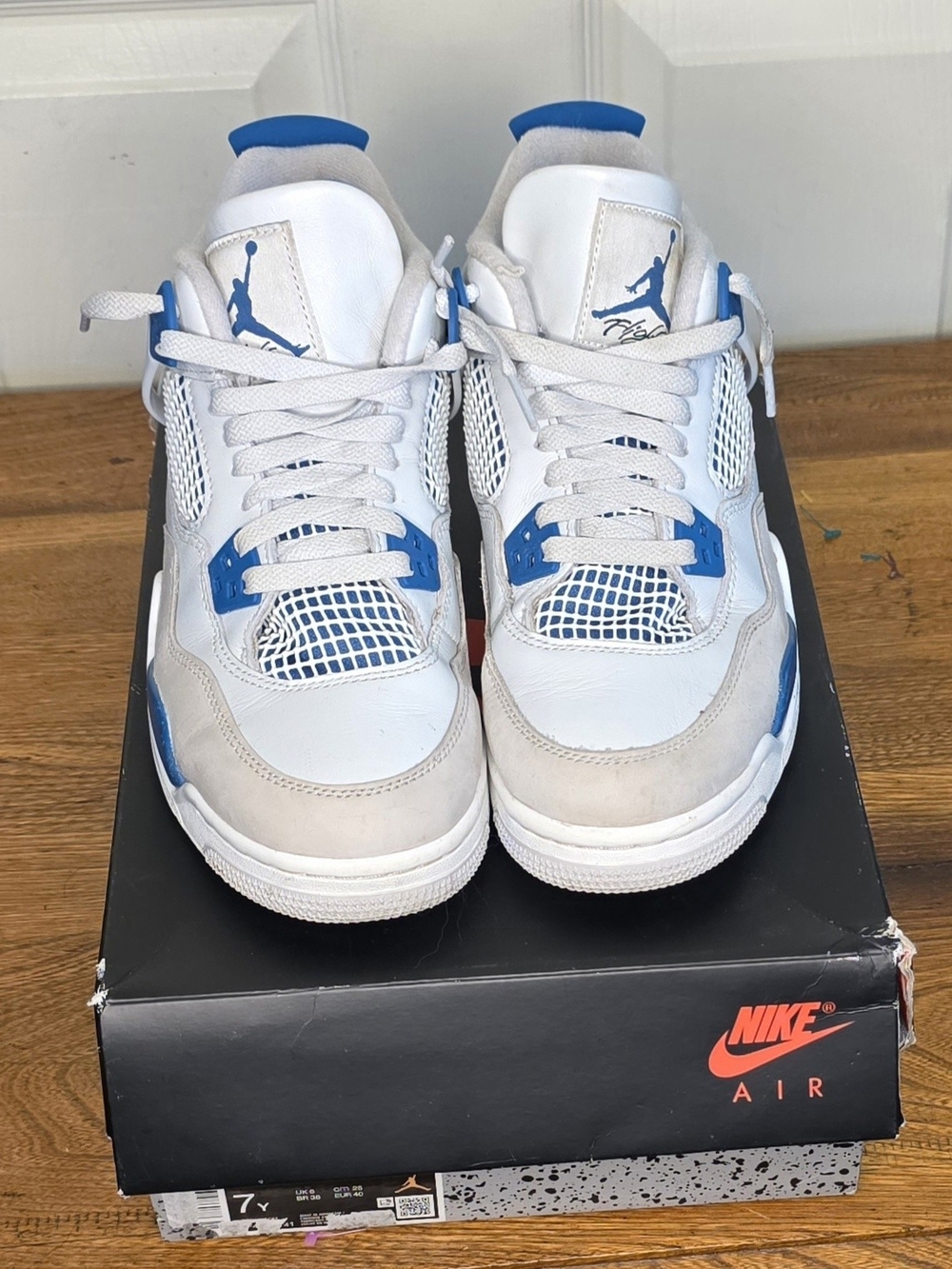 Nike Jordan Retro 4 Kids White and Blue Sneakers